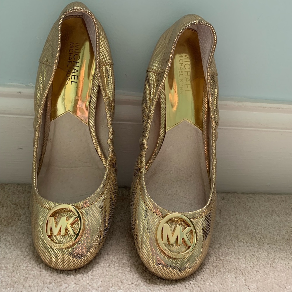 Michael Kors - metallic gold ballerina flat, 9